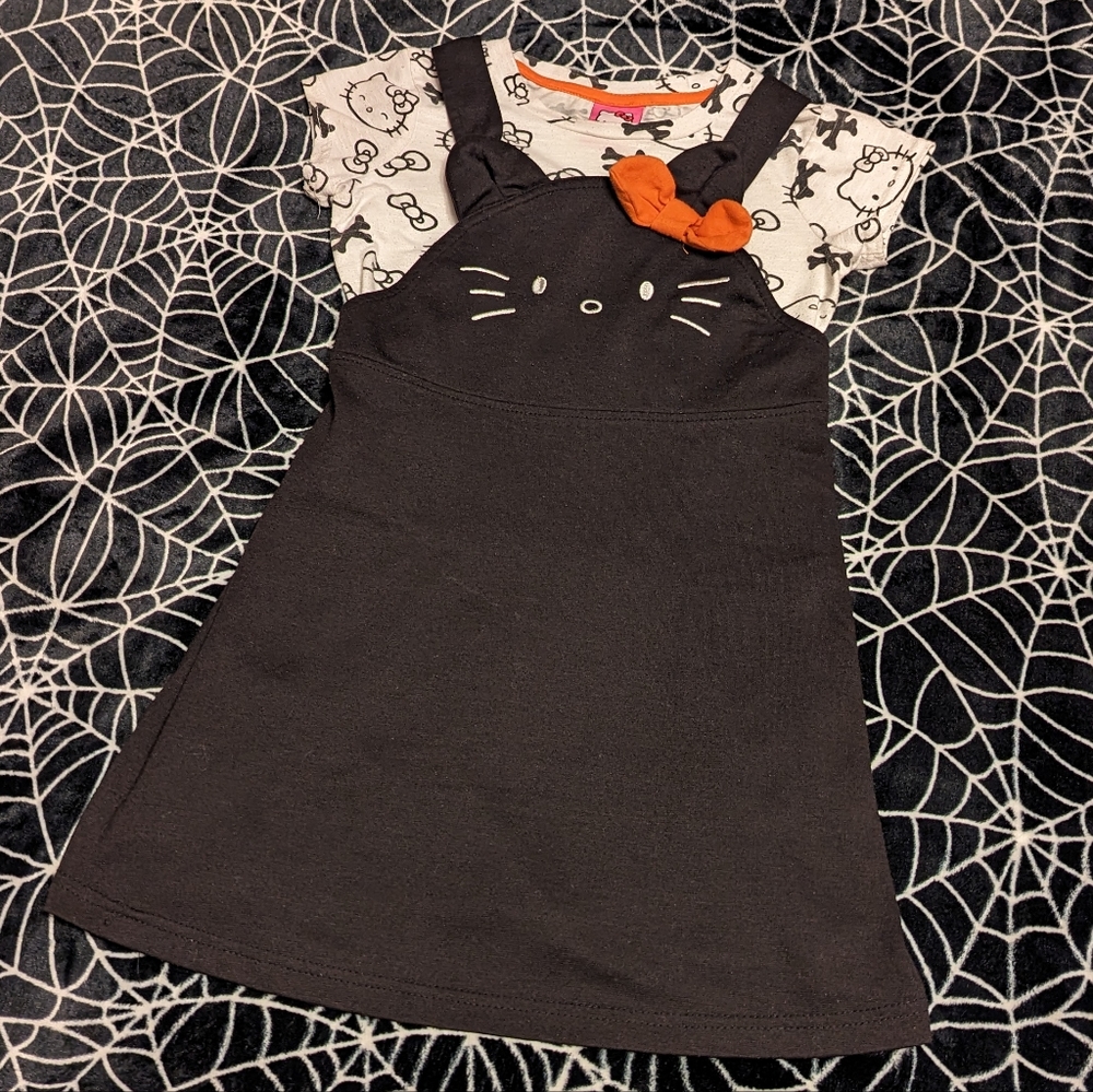 Girl's Hello Kitty Halloween Pinafore Jumper Dress Set